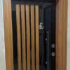 Siyah Üzeri Ahşap Çubuklu Çelik Kapı DR-003